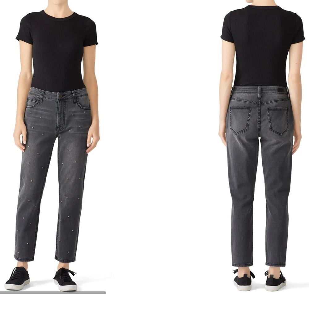 Joie Womens Washed Onyx Perez Jeans Faded Black Gray Pearl Studded Size 27 Denim